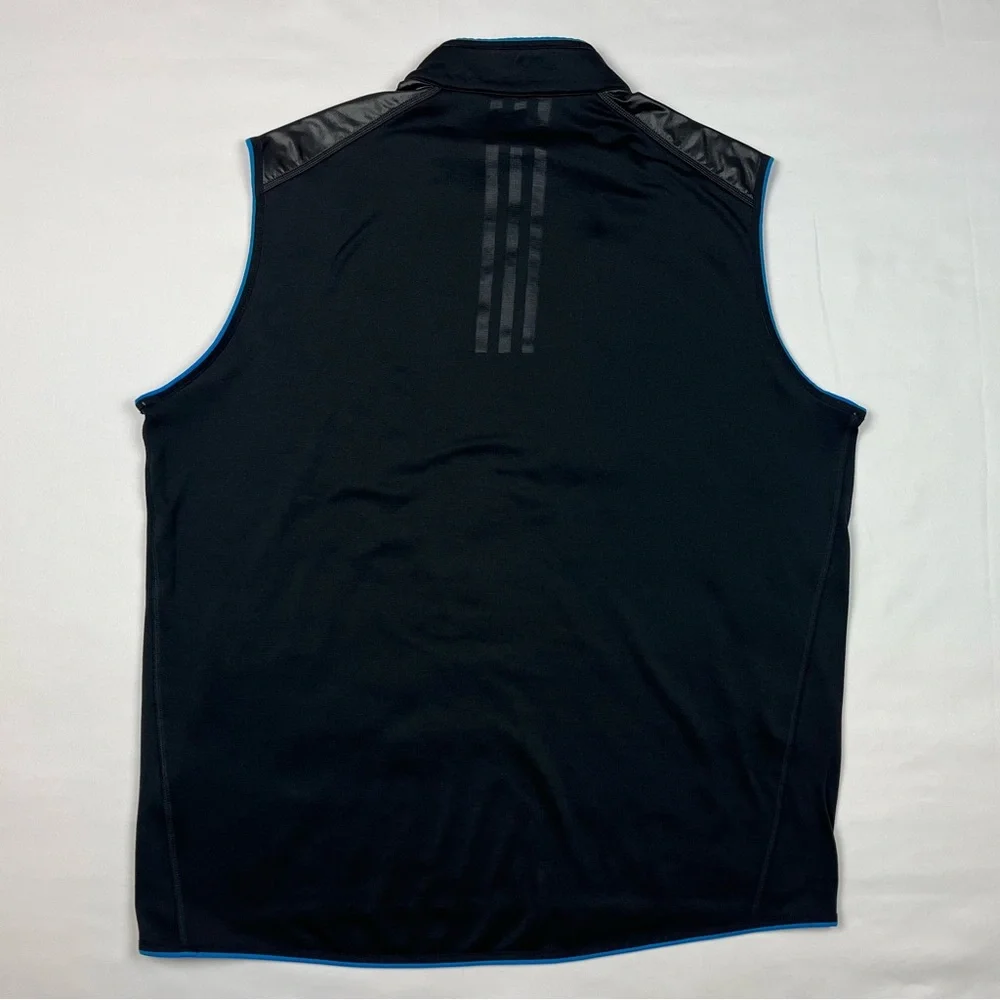 Adidas Climaheat Mens 1/4 Zip Vest Sz Large Black/Blue Golf Pullover B5